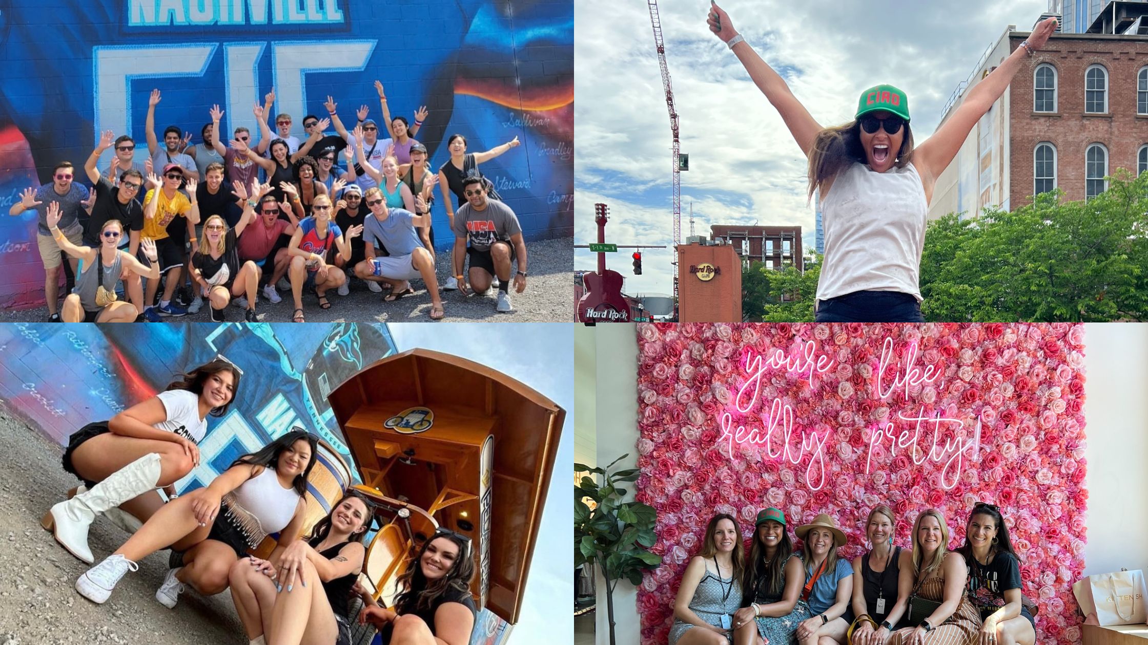 Collage of photos that are the best photo ops in Nashville